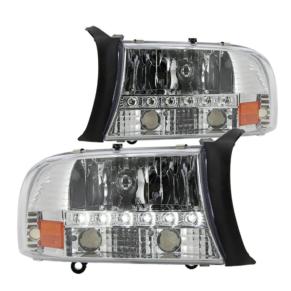 SpecD Tuning SMD Led Chrome Housing Clear Lens Headlights for 19972004 Dodge Dakota Head Light