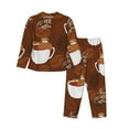 thumbnail image 2 of Kll Cute Sloths Bear Relaxing In Coffee Cup Print Women'S Long Sleeve Pajamas With Pants Sleepwear Loungewear 2 Set-Large, 2 of 9