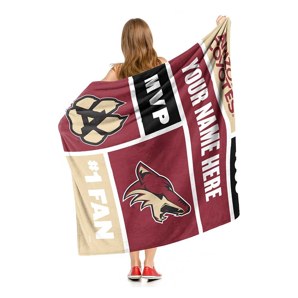 Arizona Coyotes NHL Colorblock Personalized Silk Touch Throw Blanket, 50" X 60"