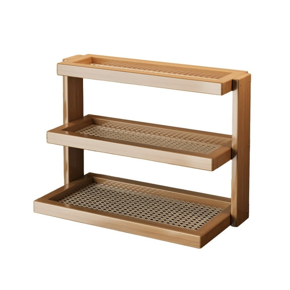 3-Tier Bamboo Desktop Storage Rack for Kitchen, Tea Room, Dining Table - Organizer for Mugs, Tea Sets, Coffee Cups - 1 Pack Decorative Display Shelf