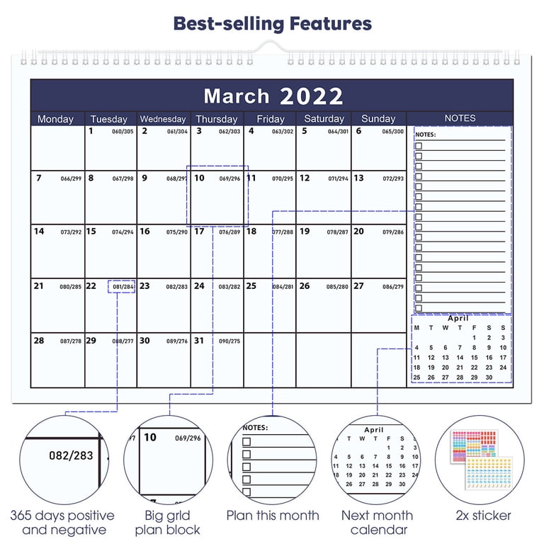 eummy-2022-calendar-with-thick-paper-for-writing-down-notes-ideas-12-monthly-planing-calendar-efficient-planning-wall-mounted-calendar-for-sturdy-room-office-school-walmart-com