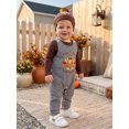 thumbnail image 4 of Cjfdfy Newborn Baby Boy Girl Thanksgiving Turkey Fall Outfit My First Thanksgiving Fall Winter Outfit Long Sleeve Ribbed Romper Turkey Embroidery Plaid Overalls Hat 3Pcs Set Little Turkey Clothes, 4 of 9