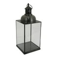 thumbnail image 1 of Laila Lantern, Black Metal, Glass Panels, Square Base, 20 Inch Tall, 1 of 1