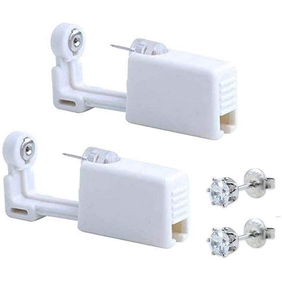 2-Pack-Self-Ear-Piercing-Gun-Earring-Disposable-Piercing-Kit-No-Pain-Easy-Use-Ear-Piercing-Gun-Kit-Tool-with-Stud-White