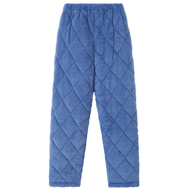 Avamo Women Pajama Pants Solid Color Sleepwear Elastic Waist Fleece  Trousers Thermal Pj Bottoms Home Lounge Pant Blue M 