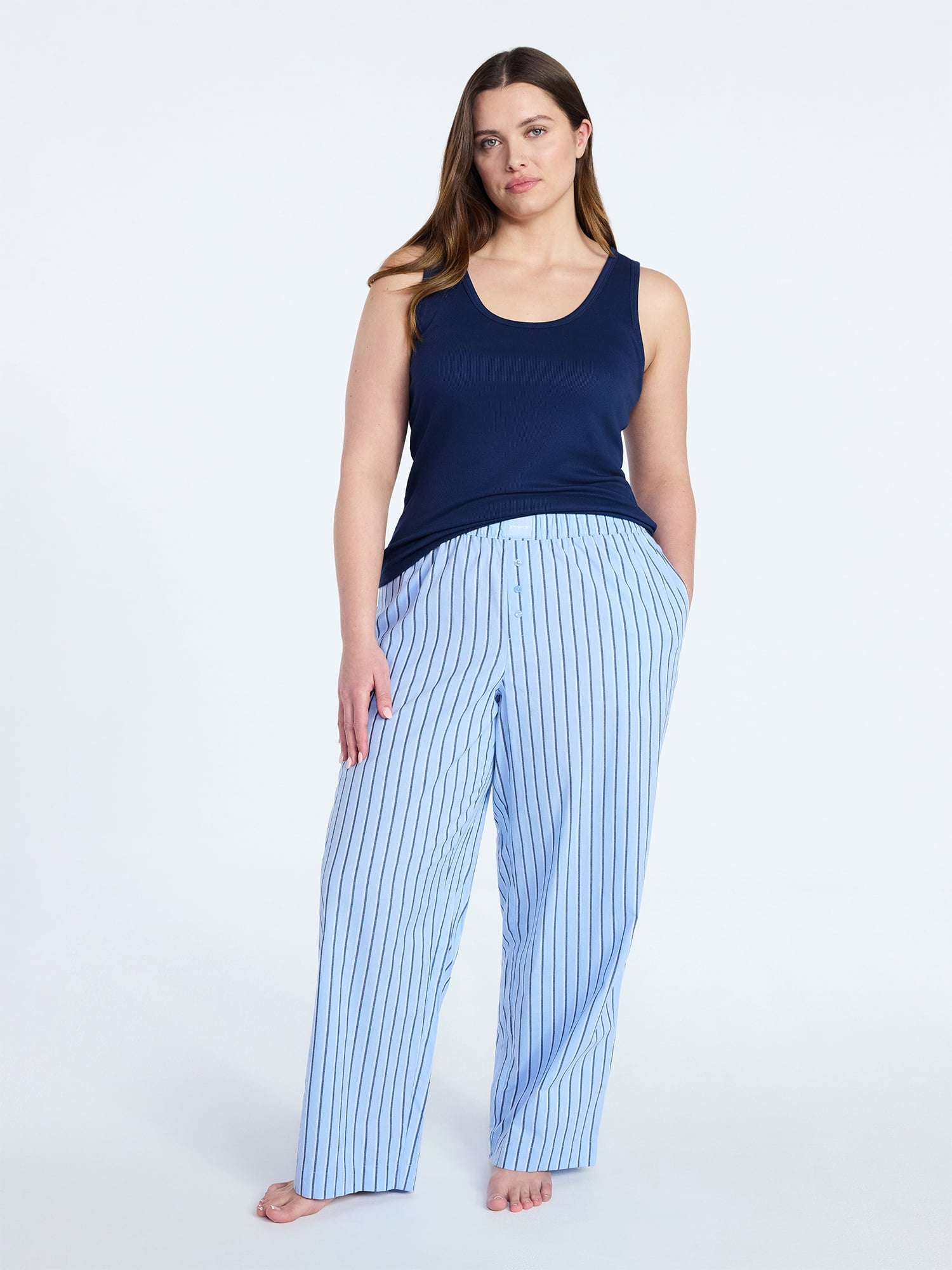 Joyspun Women's Poplin Sleep Pants, 30'' Inseam, Sizes XS-3X