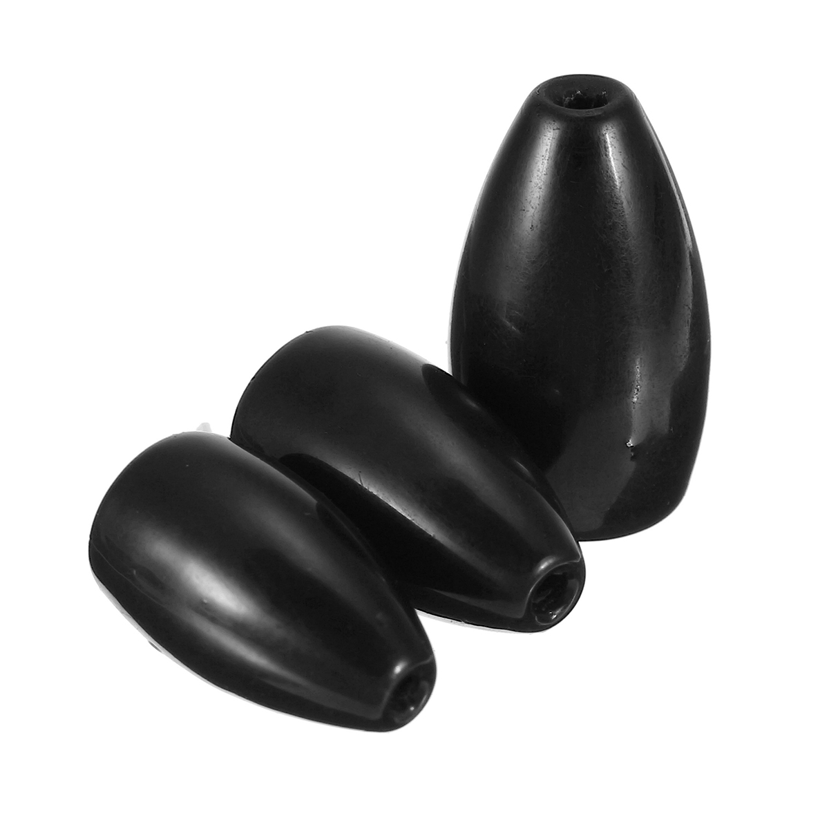 3x Bullet Flipping Weights No Insert Style Black Tungsten Fishing
