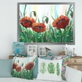thumbnail image 3 of Designart 'Three Red Bright Poppy Flowers On A Green Meadow' Traditional Framed Art Print, 3 of 4