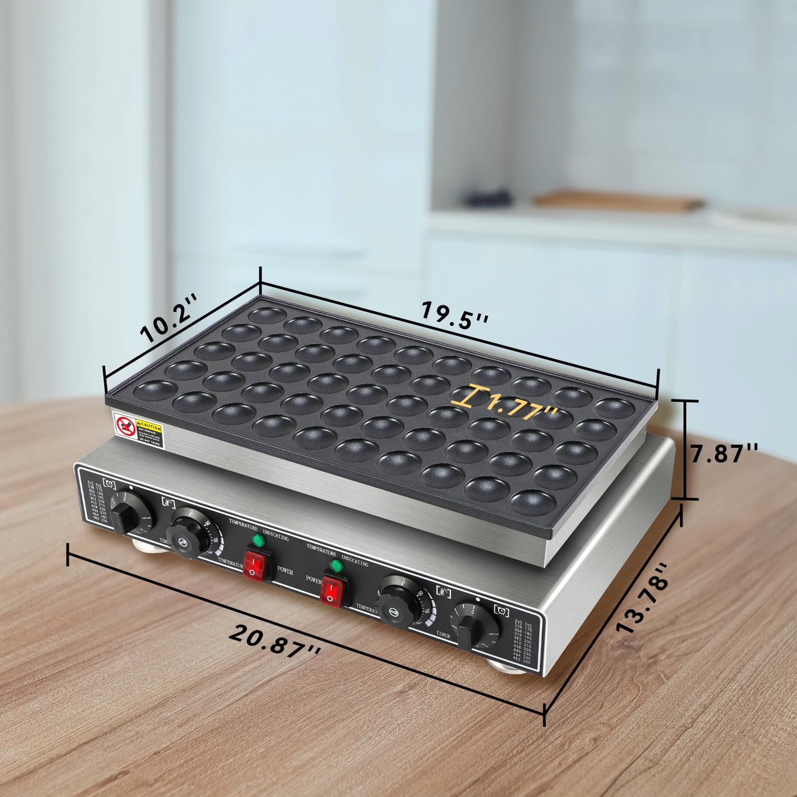 KTENME 2024 New 50 Pcs Mini Pancakes Maker Machine,110V Mini Dutch Pancake Maker,1800W Commercial Electric Nonstick Waffle Machine for Home and Restaurants