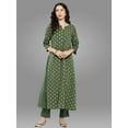 thumbnail image 3 of Janasya Women's Green Crepe Foil Printed Pant Set, 3 of 7