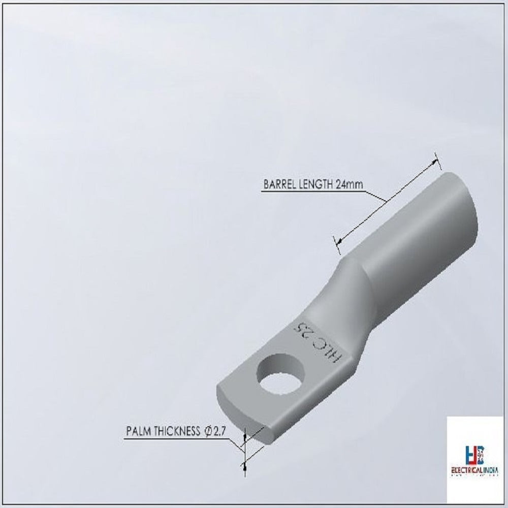 HLC Aluminum Lug | 25 mm² Wire Connector | Stud Hole | Heavy Duty Electrical Cable Lug | Crimp Type pack of 6