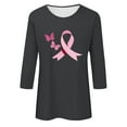 thumbnail image 4 of Alkepwun Breast Cancer Shirt for Women Pink Ribbon Shirts Cancer Survivor Support Gifts Pullover 3/4 Sleeve Tops, 4 of 4