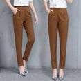 thumbnail image 3 of Pantalones de mujer elásticos de cintura alta y ajustados de primavera, pantalones harén de estilo coreano que combinan con todo, ropa exterior, holgados, de talla grande, ajustados, para chicas, 3 of 4