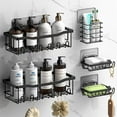 thumbnail image 4 of Premium Stainless Steel Shower Enclosure Non Perforated Bathroom Shelf Shower Rack Sticky Shower Box 5 Pack Black Stainless Steel Bath Organizer Bathroom Storage and Home Decoration, 4 of 8