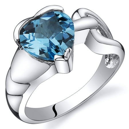 Peora 2.00 Ct Swiss Blue Topaz Engagement Ring in Rhodium-Plated Sterling Silver
