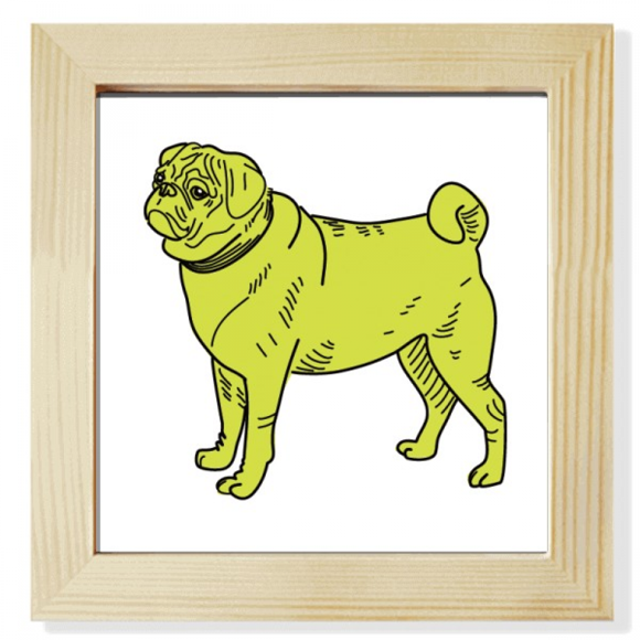 Yellow Cartoon Dog Illustration Pattern Square Picture Frame Wall Tabletop Display