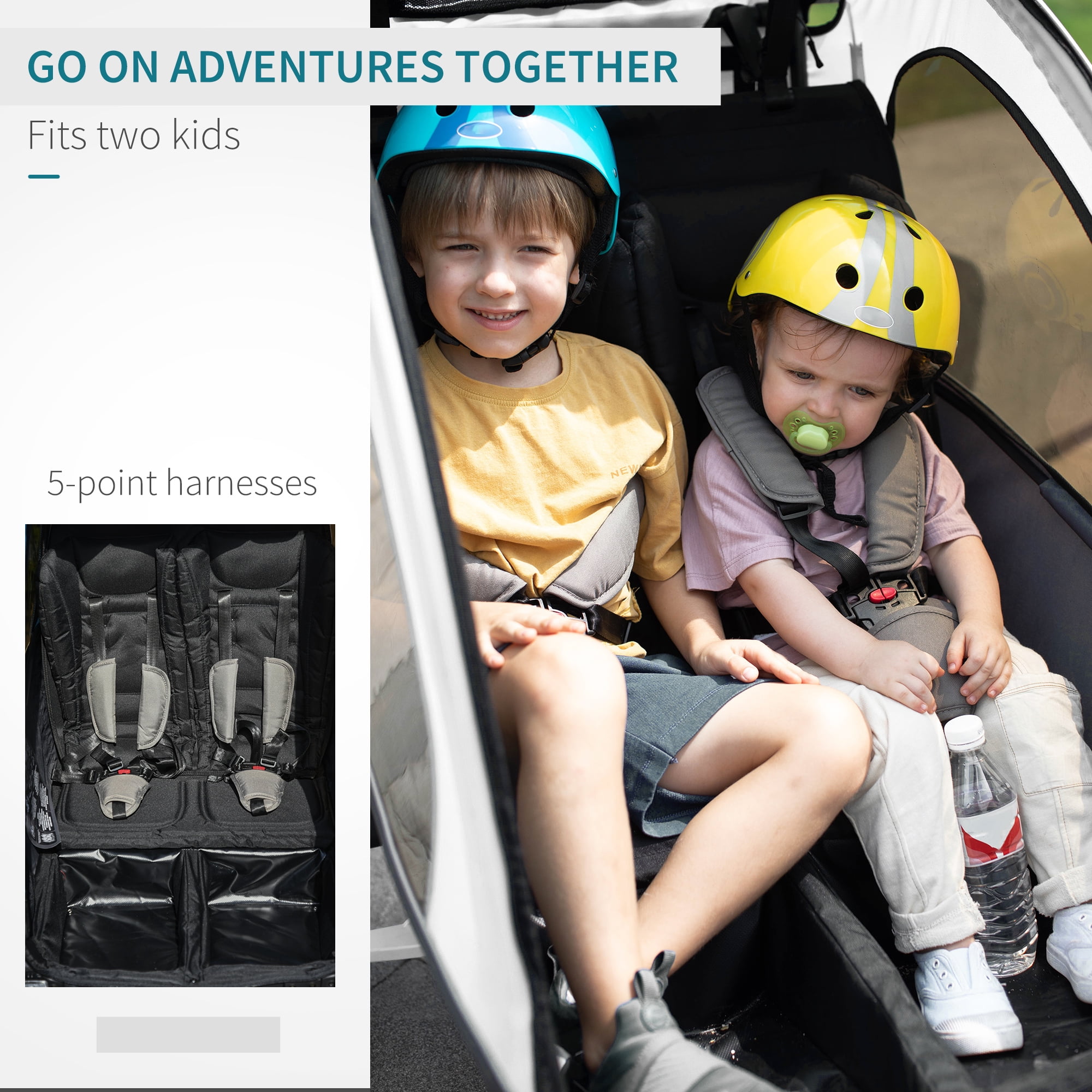 Aosom Child Bike Trailer 3 in 1 Foldable Jogger Stroller 2 Seater 440 014BU