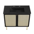 thumbnail image 6 of Modway Chaucer 36" Wood & Rattan Bathroom Vanity with Adjustable Shelf in Black, 6 of 16