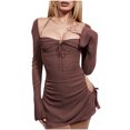 thumbnail image 1 of Vestido sexy para mujer Tubo Casual Sexy Color puro Cuello halter Cremallera con cordones Vestido sin tirantes Pompotops ghjkhdj11084, 1 of 1