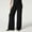 01-Black, variant on Crepe Pleated Pants for Women High Waisted Wide Leg Pants Plus Size Elastic Stretch Palazzo Pants Work Office Trousers 18-White M
