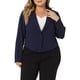 thumbnail image 2 of Blazer de talgrande pamujer con cuello en V y panel de muescon botón Business Cropped Blazers Azul marino XL, 2 of 6