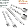 thumbnail image 2 of Hammered Silverware Set, 30-Piece Stainless Steel Square Flatware Set for 6, Metal Tableware Cutlery Set Includes Dinner Knives/Forks/Spoons, Modern Design & Mirror Polished - Dishwasher Safe, 2 of 7