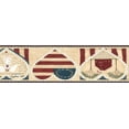 thumbnail image 3 of Dundee Deco Prepasted Wallpaper Border - Patriotic Beige, Red Hearts, Angel, Flag, Alphabet, 15 ft x 7 in, 3 of 5