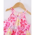 thumbnail image 4 of 4T Baby Girls Dress 5T Girls Sleeveless Dress Flower Print Toddler Girls Summer Halter Floral Dress Pink, 4 of 8