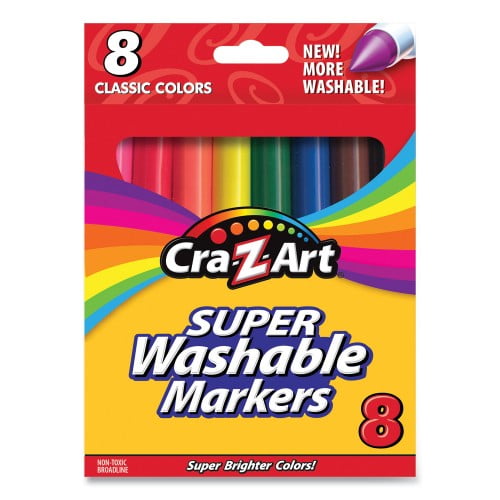 New CraZArt Super Washable Markers, Broad Bullet Tip, 8 Assorted