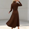 thumbnail image 4 of SONXAHE Asymmetric Wrap Maxi Dress for Women Turtleneck Long Sleeve Formal Daily Flared Long Gown, 4 of 6