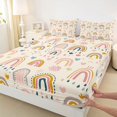 thumbnail image 3 of Manfei Retro bohemian Rainbow Full Size Sheets,Colorful Striped Lines Bed Sheets,Vintage Loves Pattern Sheet Sets For Teens,Ultra Soft Home Decor,4pcs, 3 of 7