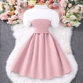 thumbnail image 6 of AINIYS Girls A-Line Dress With Round Neck And Hidden Zipper Closure Flowy Skirt For Party Wedding And Formal Occasion Pink 8-9 Years, 6 of 7
