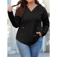 thumbnail image 3 of PINKSIR Womens Plus Size Hoodies Trendy Fall Fashion V Neck Oversized Sweatshirt Tops Clothes,Size 1X-5X, 3 of 10