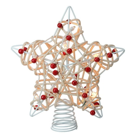 12 Lighted White Birch Berry Star Christmas Tree Topper - Clear