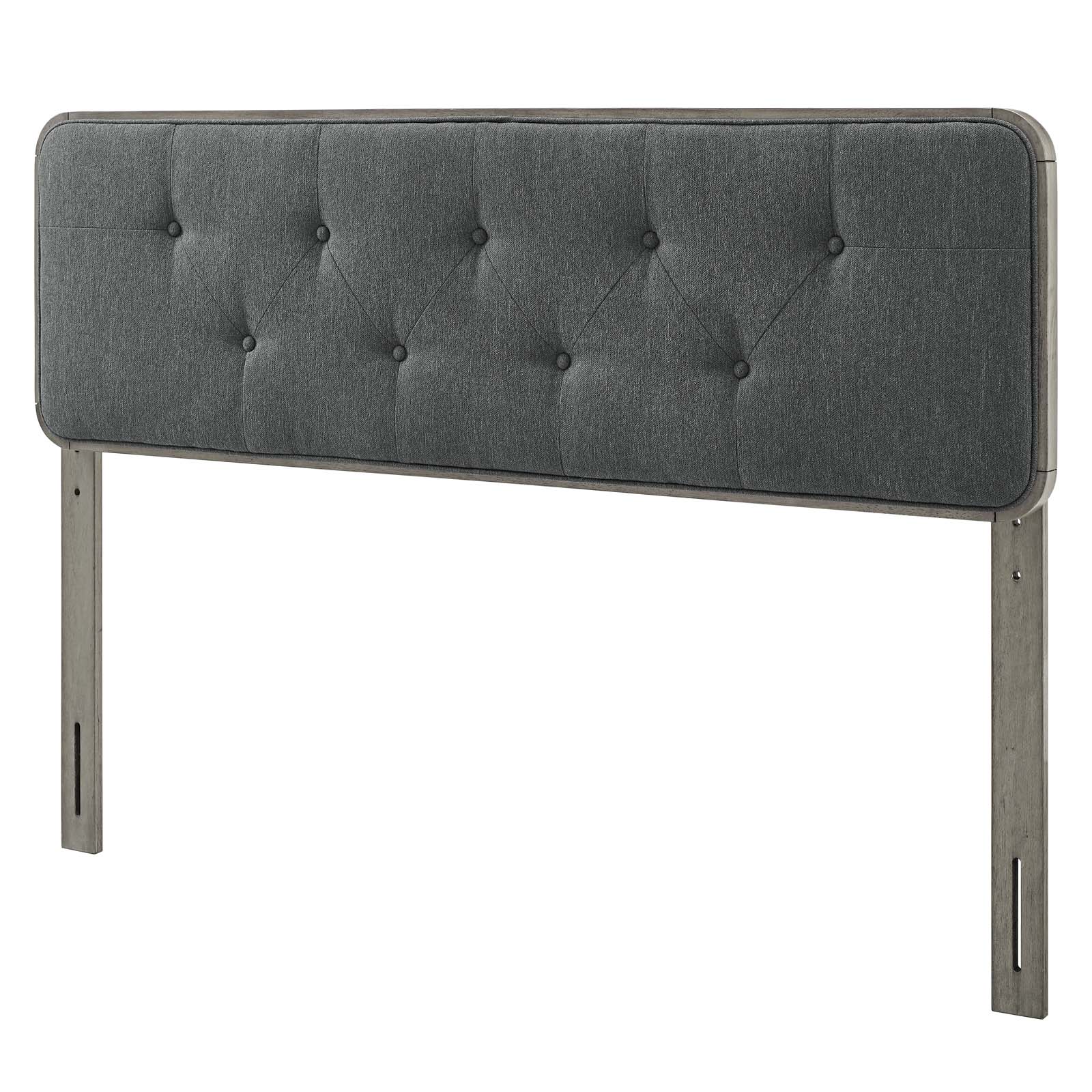 Tufted Headboard, King Size, Wood, Fabric, Grey Gray, Modern