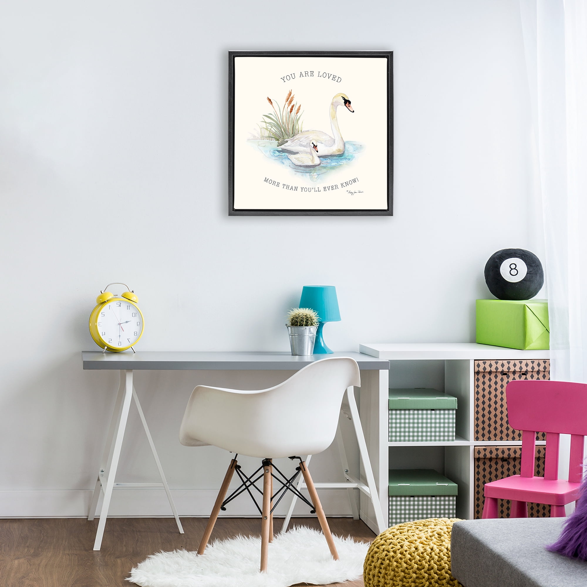Stupell Industries More Than You Know Swans Black Framed Floater Canvas Wall Art, design by Audrey Jeanne Roberts