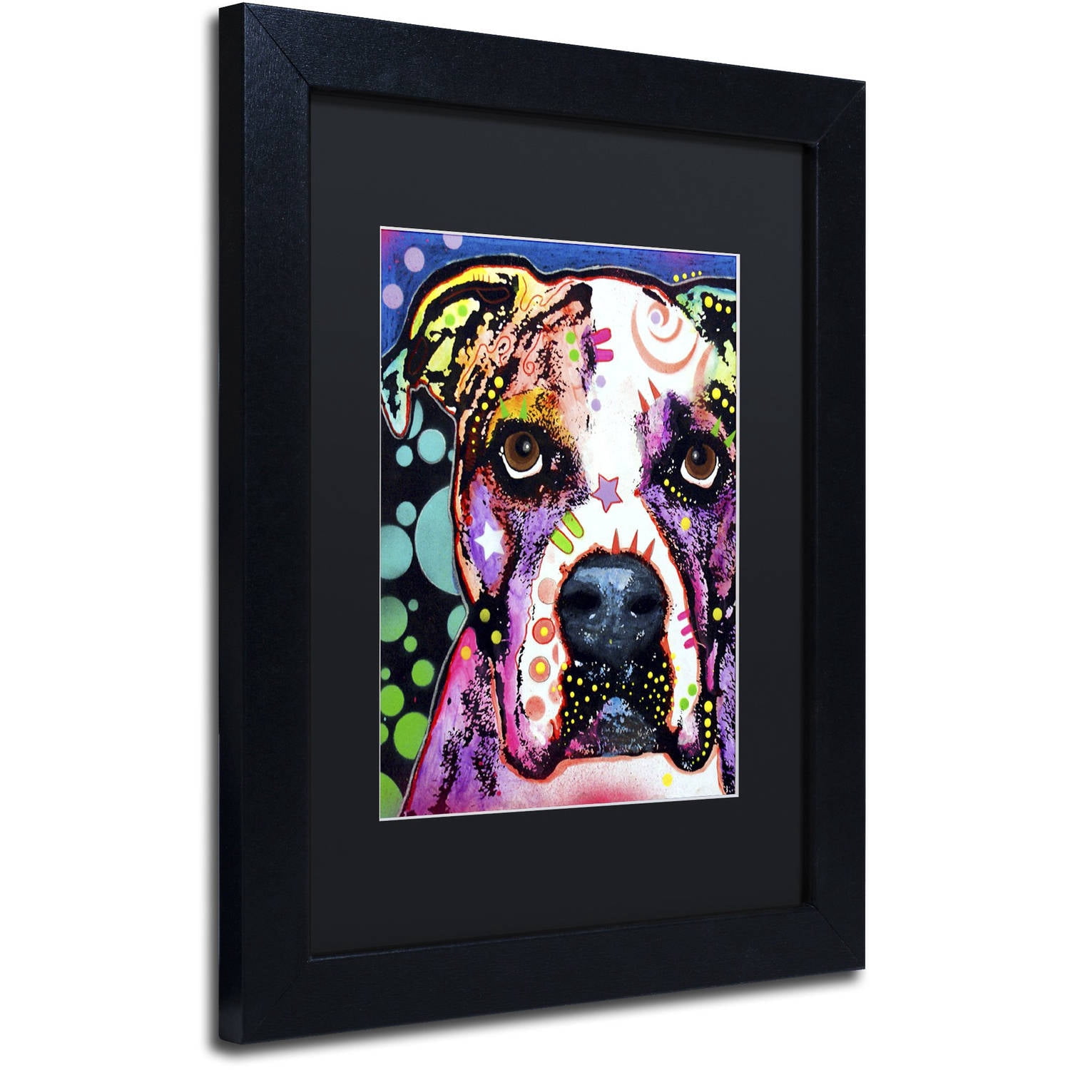 Trademark Fine Art "American Bulldog II" Canvas Art by Dean Russo, Black Matte, Black Frame