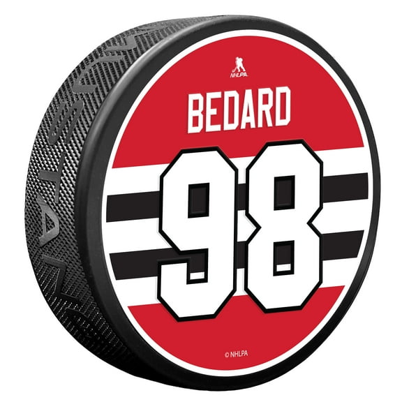 Connor Bedard Chicago Blackhawks Name & Number Puck