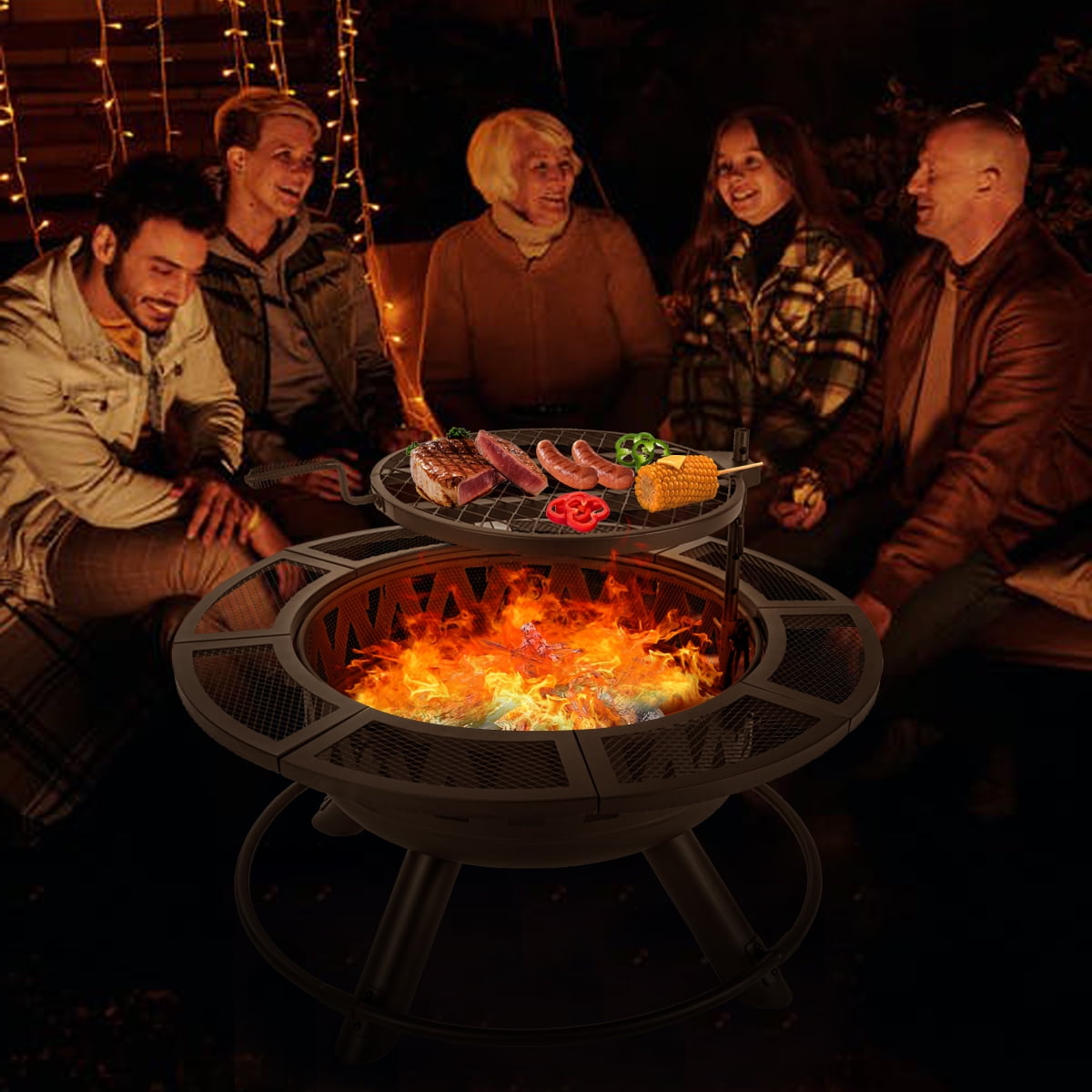 Aimee Lii 36" Fire Pit for Outside Wood Burning Fire Pit Tables with Metal Lid, BBQ Net for Camping, Outdoor Heating, Bonfire, and Picnic, Black Aimee Lii 36" Fire Pit for Outside Wood Burning Fire Pit Tables with Metal Lid, BBQ Net for Camping, Outdoor Heating, Bonfire, and Picnic, Black