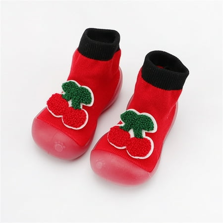 

NEGJ Baby Socks Fruit Embroidered Walkers Shoes Indoor Elastic First Toddler Baby Shoes