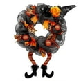 thumbnail image 1 of Clearance! Halloween Pumpkin Bat Halloween Wreath Door Hanging Wreath Haunted House Decoration Pendant With Lighting Buy 2 Get 3, 1 of 4