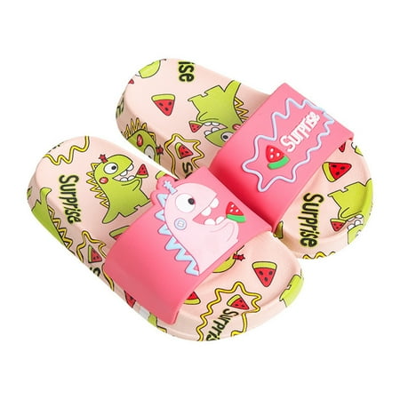 

Shoes Dinosaur Cartoon Kids Slide Water Non-Slip Boy Sandals Girls Slipper Beach Baby Shoes Pink 34