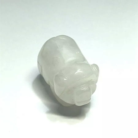 EOEMY Aaa Natural Gemstone White Clear Quartz Crystal Carved Pig Chakra Healing Decor