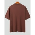 thumbnail image 3 of INCERUN Men's Lapel Knit Look Short Sleeve Henley POLOs Shirts Tops, 3 of 6