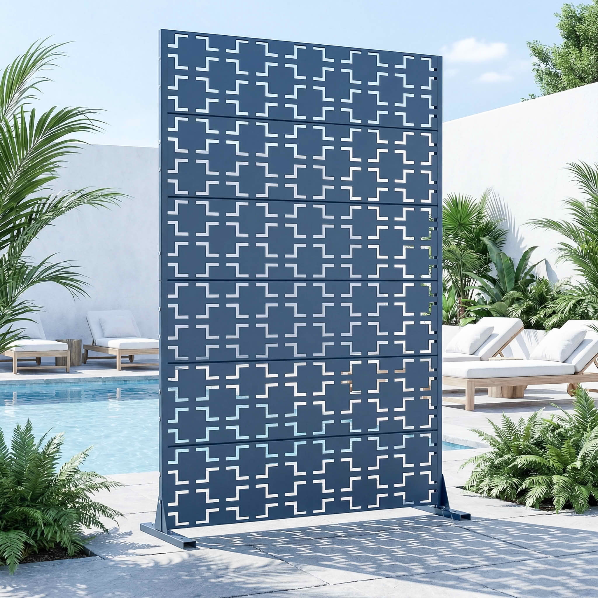 MAYEERTY 72x47 Blue Outdoor Natural Privacy Panel Screen, 6 Piece Set Natural Folding Divider for Backyard and Garden