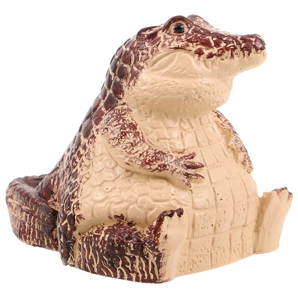 Miniestatua de caimán para jardín al aire libre, figurita de resina, adorno para llaves, escondite para patio, escultura de caimán en miniatura