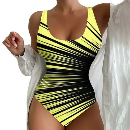 ZPYESWOW Bikinis for Women 2024 Bathing Suit for Women with Bikini Maxi Wrap Skirts 2 Piece Floral Print Fashion Swimsuit Tankini Set Chest Pad Bodysuit Skirt Tankini Swimsuits Yellow L