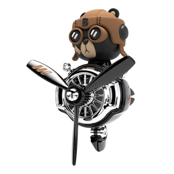 Bear Car Freshener, Cute Rotating Propeller Outlet Airplane Car Vent Clip, Car Perfume Decoration Automotive Aromatherapy Ornament with 2pcs Aroma