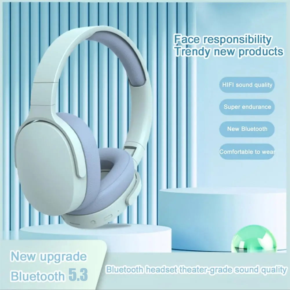 Wireless On-Ear Headphones, Upgraded Bass HiFi Stereo Wireless Headset, Foldable and Wireless Wired Mode, Soundproof On-Ear Headphones with Mic and Volume Control for PS5, PS4, PC, Switch, Mac-Blue