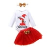 Emmababy 3PCS Christmas Birthday Dress Outfits Romper Skirt Clothes For Baby Girls